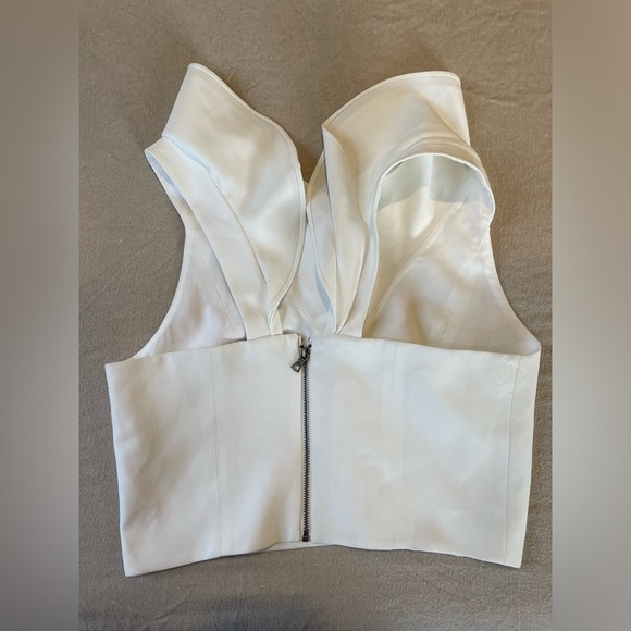 Alice + Olivia Womens White Dannette Ruffle Cropped Halter Top Shirt Size 4 - Picture 5 of 6